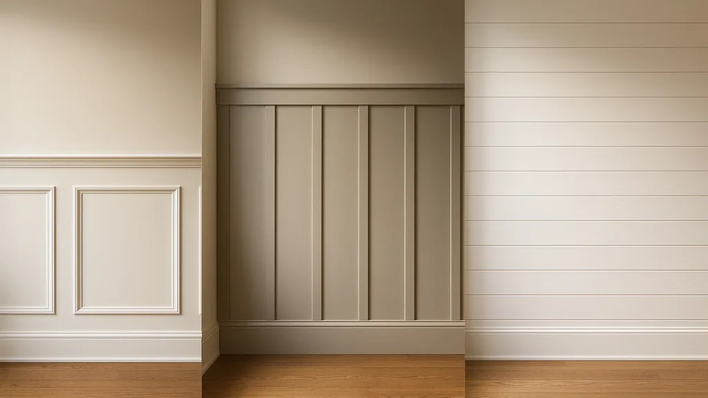Elegant wainscoting wall treatment in a dining room with chair rail moulding